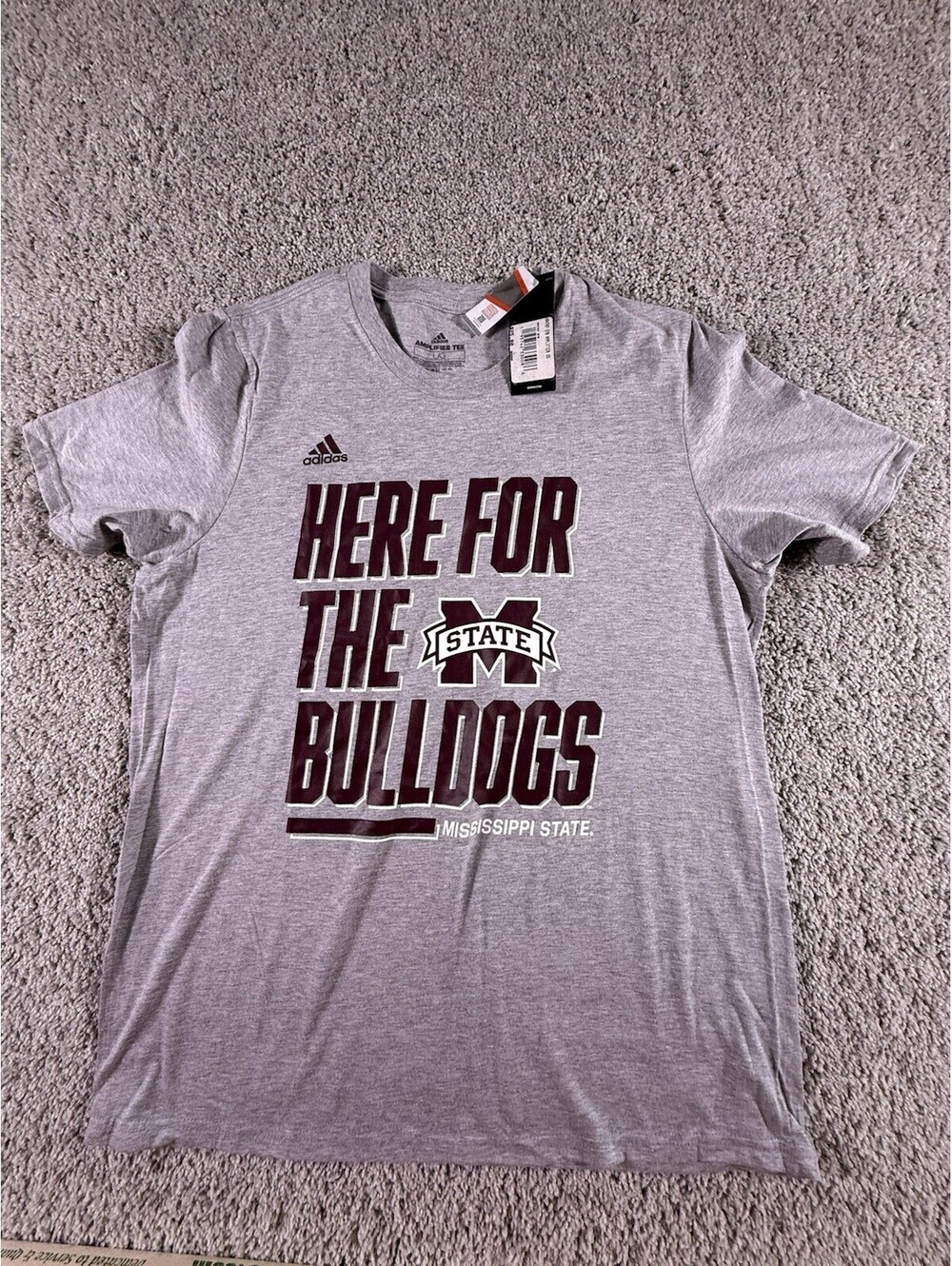 NWT Adidas Mississippi State Here For The Bulldogs T Shirt Size Large